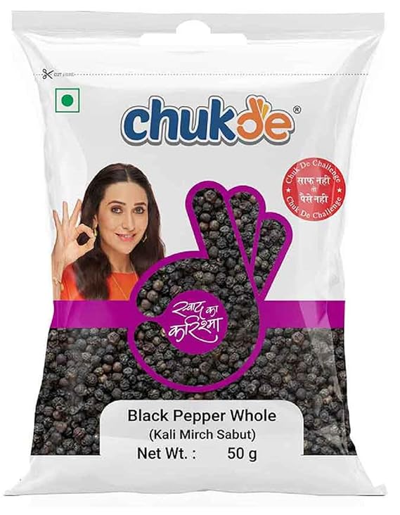 Chukde Kaali Mirch Sabut, Black Peppercorns Whole Spices, 50g